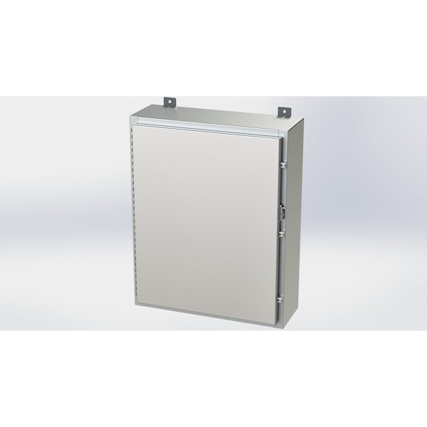 Padlockable Hasp Electrical Enclosures, 30 in H, 8 in D, 24 in W, NEMA 4X, 304 Stainless Steel